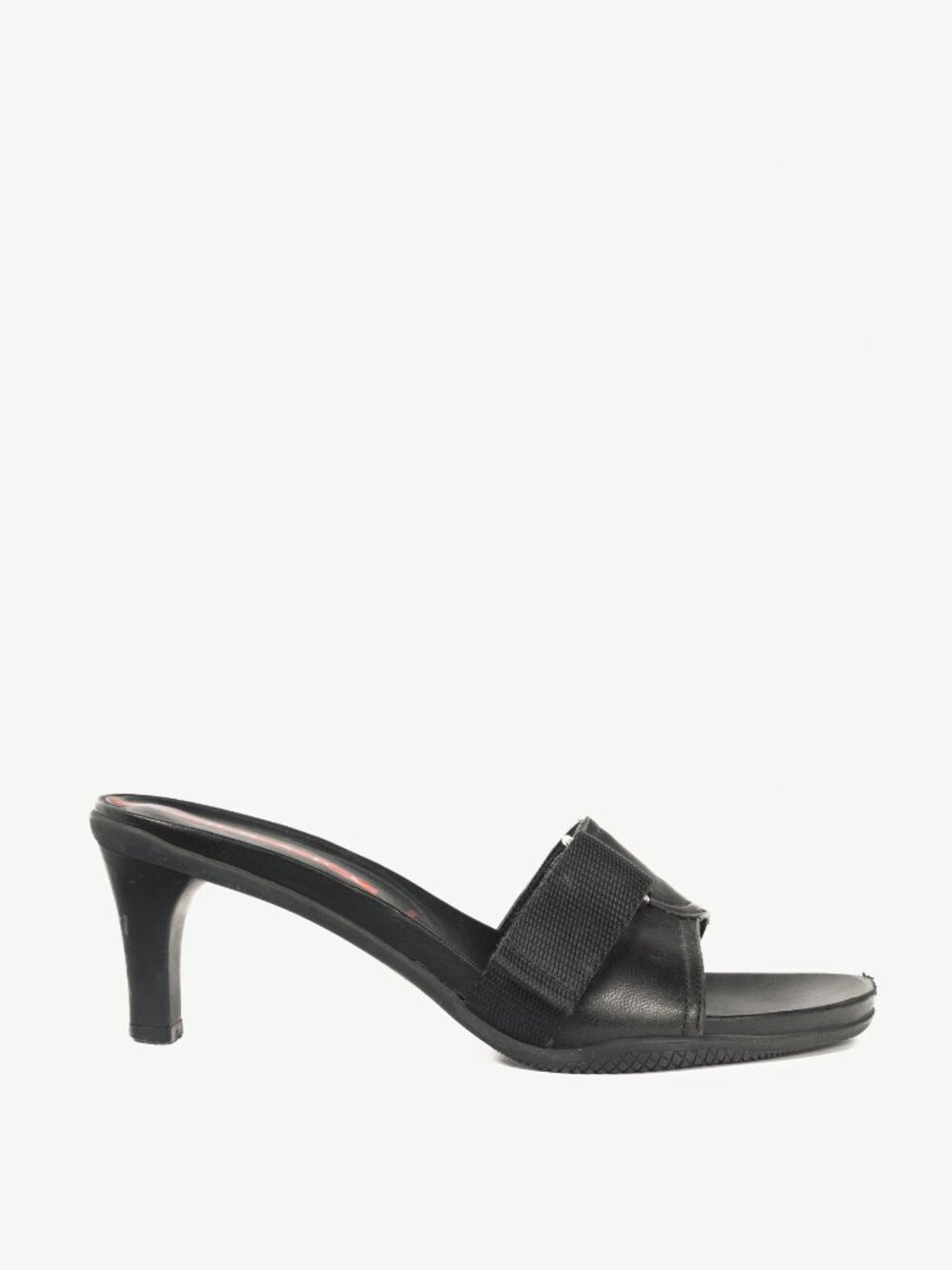 Prada Sport Black Leather Mule Sandals
